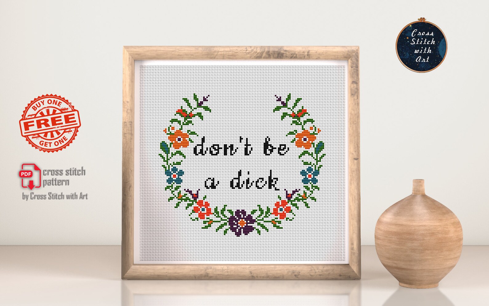 Rude Cross Stitch Pattern. Don't Be a Dick. Snarky Cross Etsy