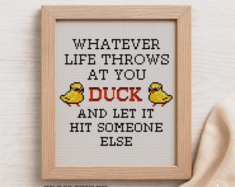 Modèle de point de croix canard drôle PDF | Citation sarcastique Humour adulte Broderie
