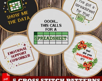 Funny Office Quotes Cross Stitch Patterns Bundle (PDF) Corporate Burnout Humor