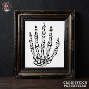 Modern Anatomy Cross Stitch Pattern PDF. Skeleton Hand Embroidery Chart. Counted Cross Stitch Home Decor.