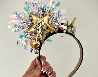 Womens New Years Eve Headband, Party Celebration Hair Band, NYE Headwear, Disco Alice Band, 2025 Fancy Crown