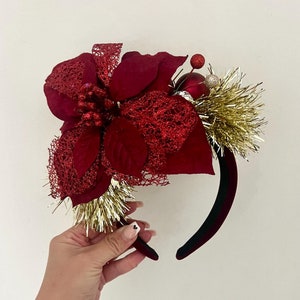 XL Rot Festliches Disco Kugel Haarband Weihnachts Lametta Haarband Fascinator