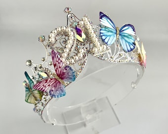 Butterfly 18th 20th 21st 30th 40th 50th Birthday Tiara Crown Flower Ornate Headband
