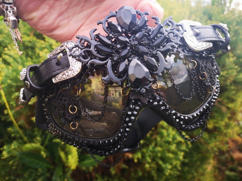 Designer Rave Eyewear ALL BLACK festival Dust Goggles with Buckles