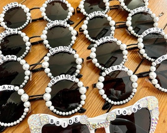 TEAM BRIDE Gafas de sol negras con detalles de perlas X 1 par (lea la descripción completa antes de realizar el pedido)