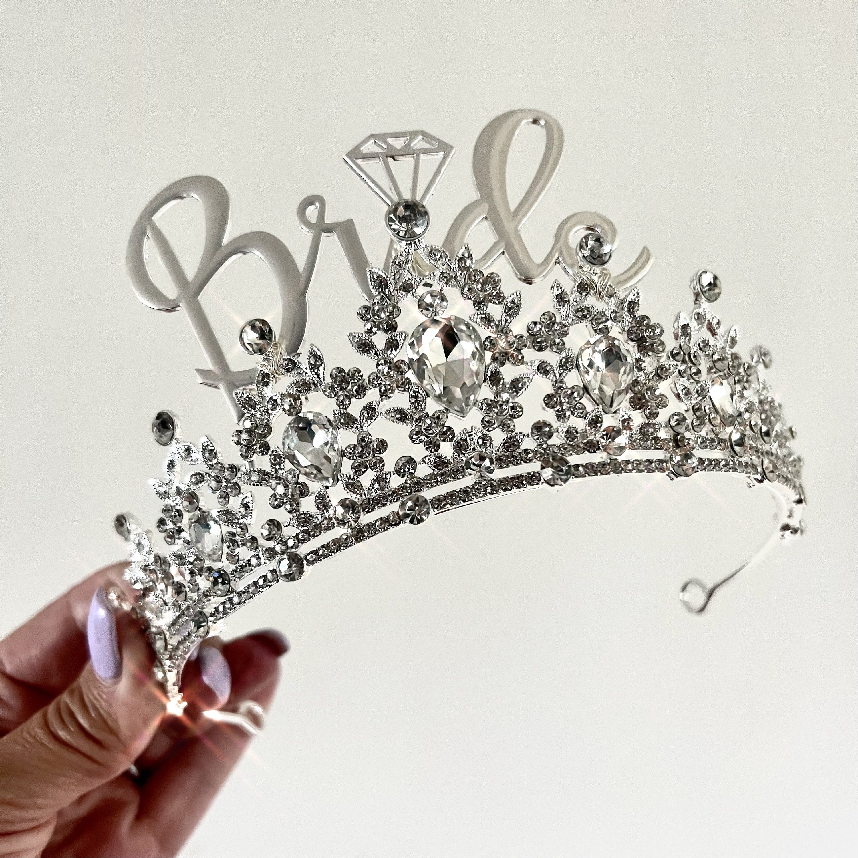 Strass Tiara Für Hochzeiten & Partys – Silberfarben & Violett, Mit Kamm, Umfang Ca. 39 Cm