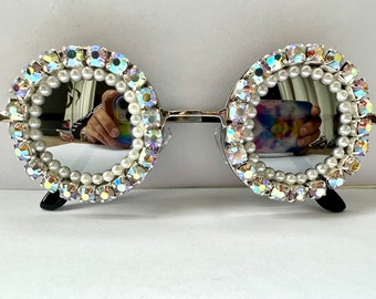 Lunettes de soleil rondes scintillantes BLING