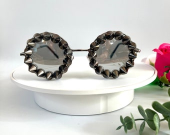 UNISEX Spike Festival Sunglasses Punk Clothing Accessories Round Silver Shades