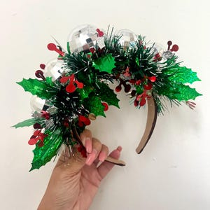 Bandeau de Noël en houx disco, couronne de fête, serre-tête en houx de Noël