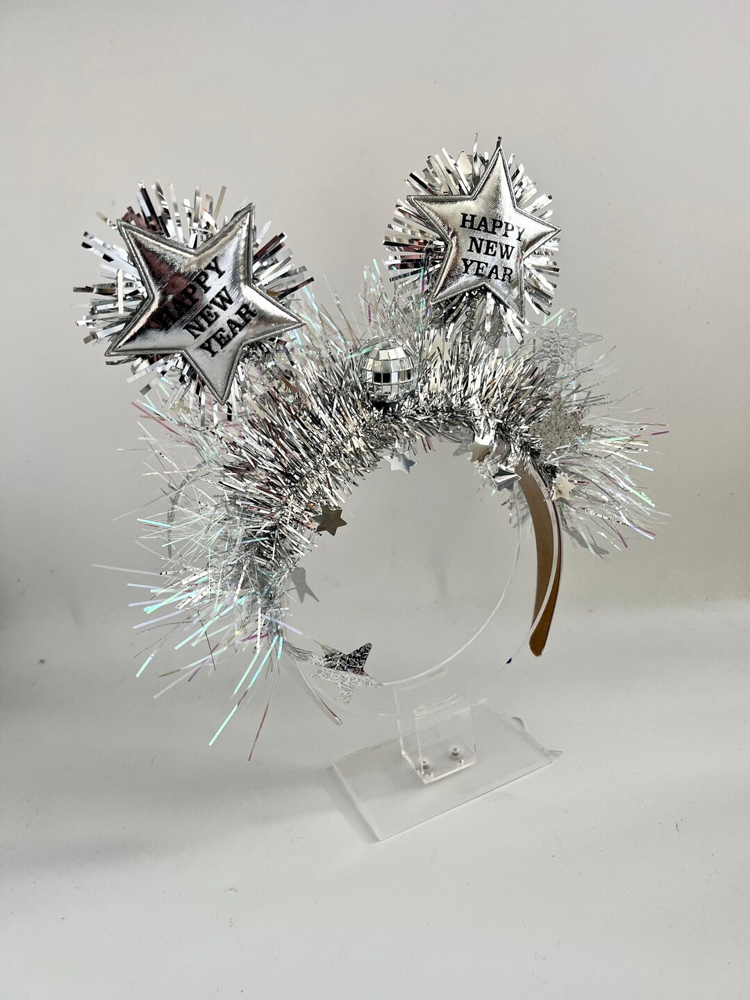 New Years Eve Disco Ball Silver Tinsel Headband Crown Etsy