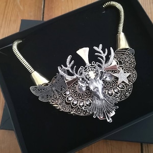 Vintage style necklace, stag necklace, Unique necklace, Statement necklace, costum jewellery, chunky necklace, bib necklace,Alexis Exclusive
