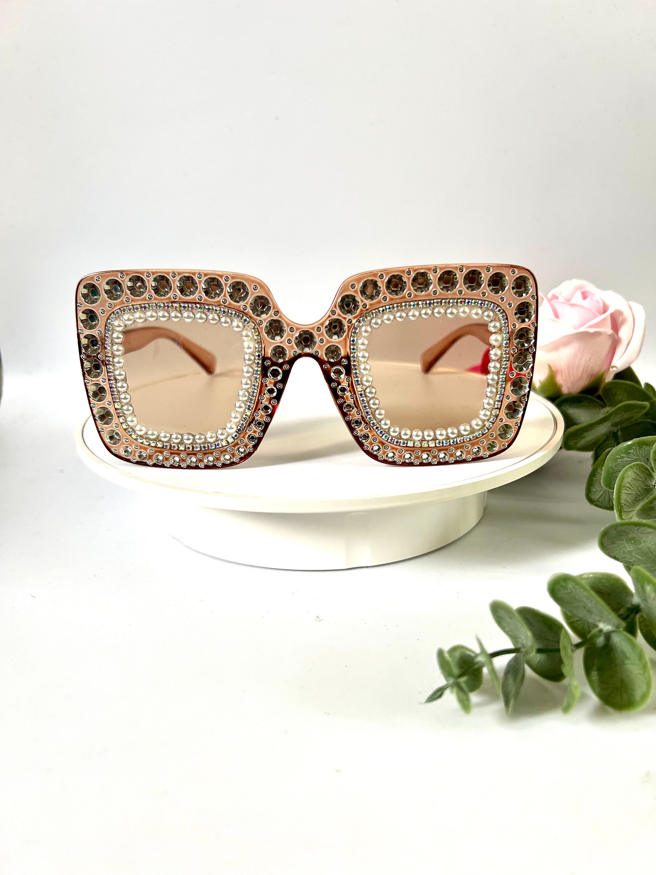 Crystal-Trim Beige Statement Sunglasses Amazon.com: Calvin Klein Women main image 2