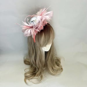 Wedding Headband, Pretty Pink HairBand, Wedding Guest Fascinator, Disco Ball Headpiece