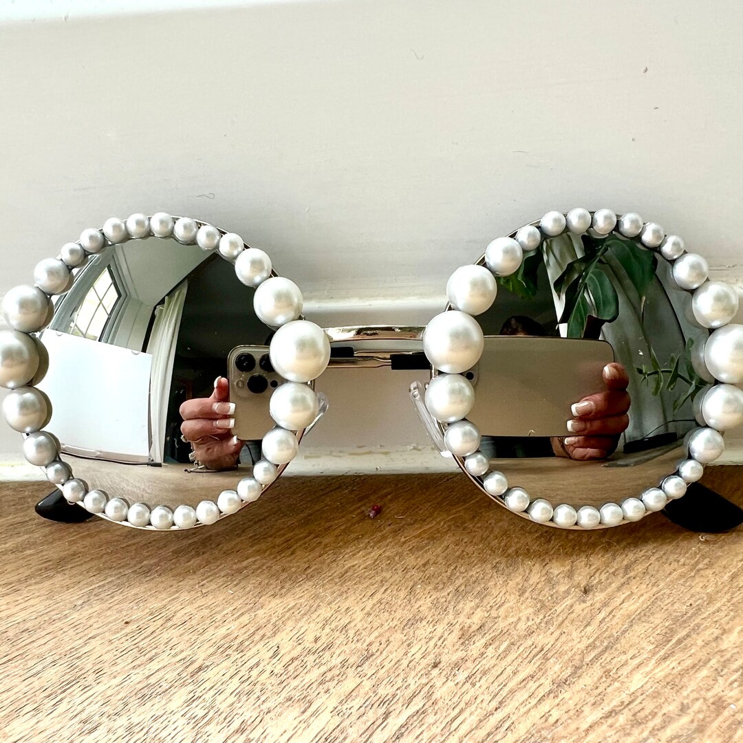 Pearl Round Sunglasses With Mirrored Lenses UK