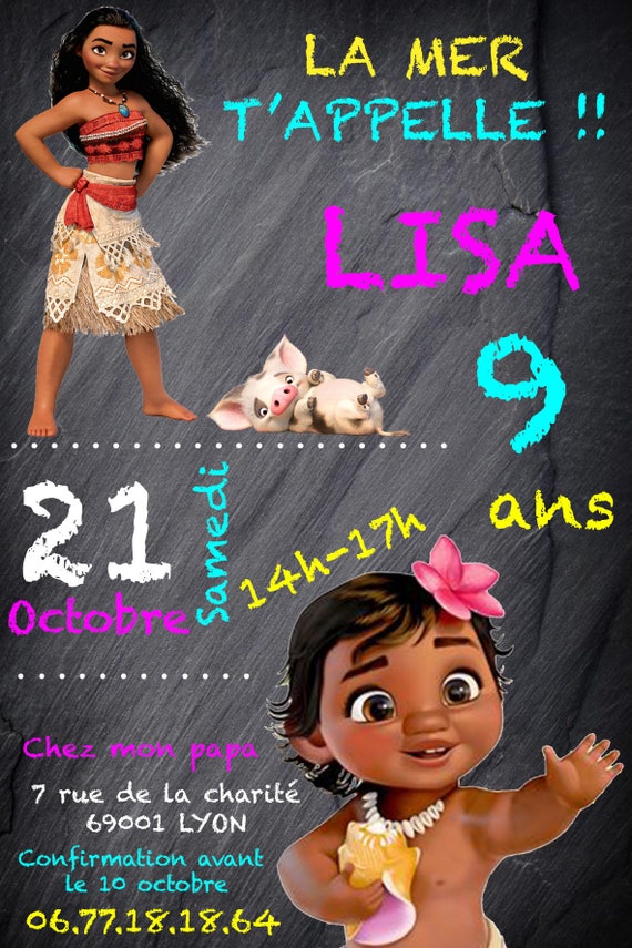 Carton D Invitation Anniversaire Vaiana Etsy