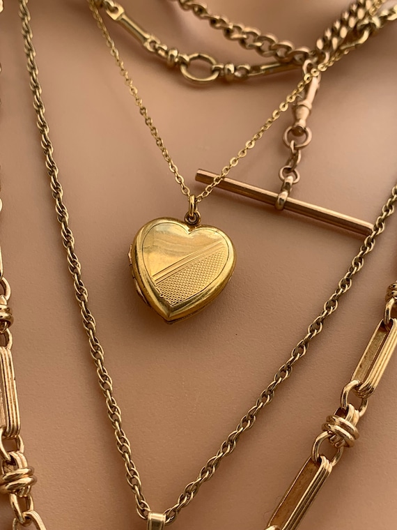 Vintage Heart Locket Antique Rolled Gold Locket P… - image 1