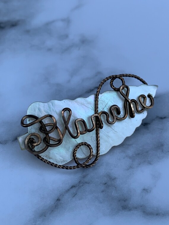 Victorian Sweetheart Blanche Name Brooch Mother o… - image 4