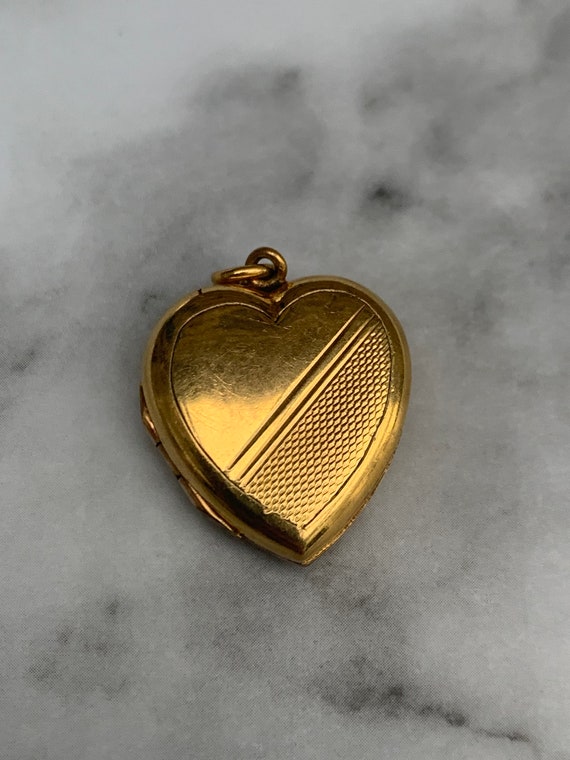 Vintage Heart Locket Antique Rolled Gold Locket P… - image 7