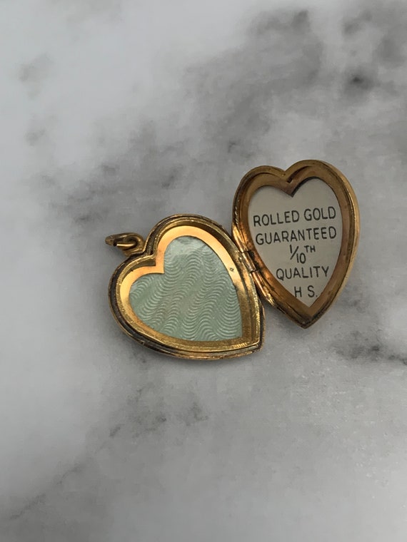 Vintage Heart Locket Antique Rolled Gold Locket P… - image 3