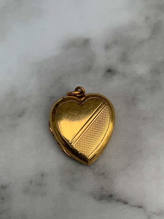 Vintage Heart Locket Antique Rolled Gold Locket P… - image 2