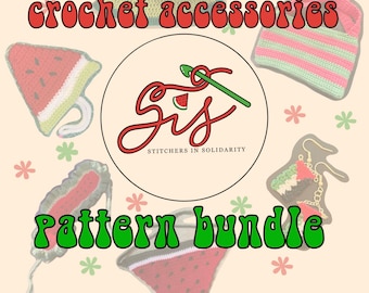 Paquete de patrones de ganchillo de accesorios solidarios de Stitchers In - Inspirado por y recaudación de fondos para Palestina