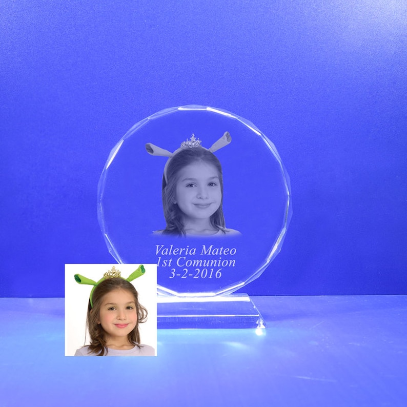 Photo Crystal Laser Etched Engraving with personalized Custom Mis Quince A\u00f1os Baptism Graduation School Awards HL091