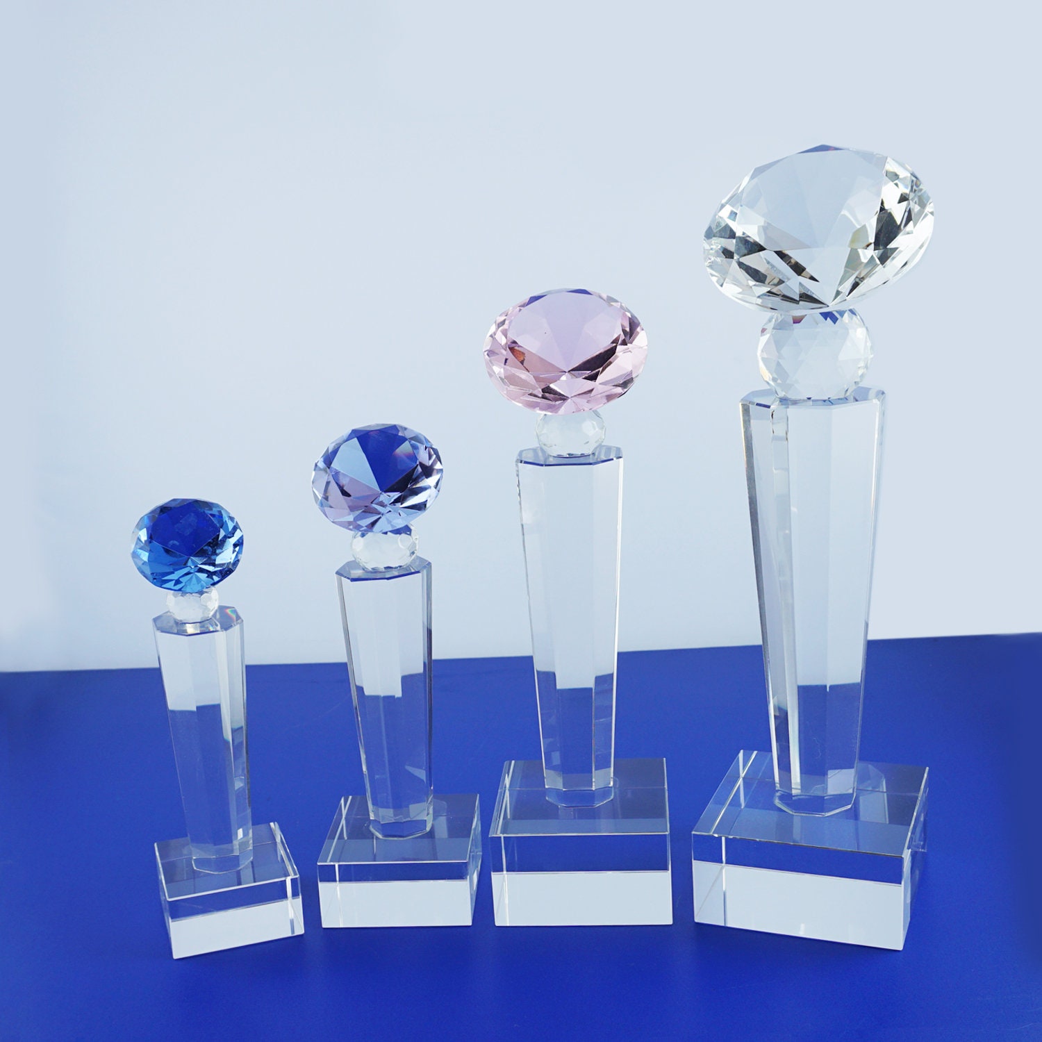 Crystal Glass Diamond trophy Awards Recognition Achievement Reality Personalized Custom Laser Etched Engraving Trophy TH117-Dia