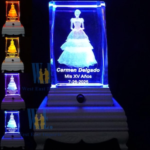 Quinceañera (1 PC) Mis XV Años Mis Coing Años Mis 15 Años Sweet 16 Cadeaux personnalisés en verre de cristal gravé gravé au laser