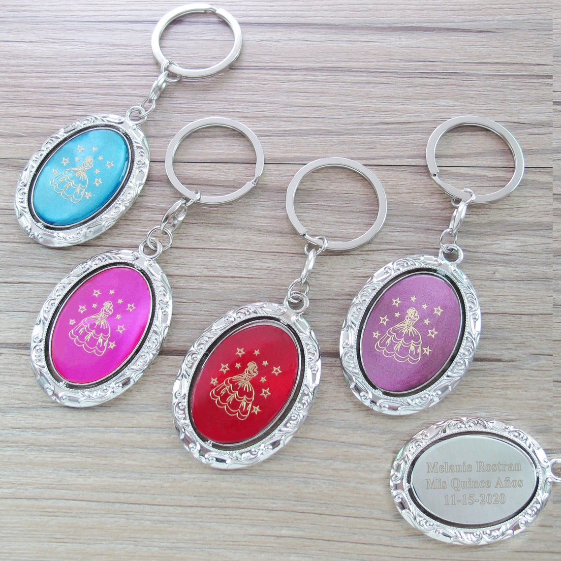Personalized Spinning Quinceañera Keychain Favor 12 PCS Etsy