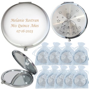12 cadeaux personnalisés pour quinceañera 18 Birthday Sweet 16 miroirs compacts Recuerdos Para Mis XV Años