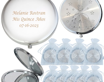 12 PCS Personalized quinceañera Favors 18 Birthday Sweet 16 Mirror Compacts Recuerdos Para Mis XV Años