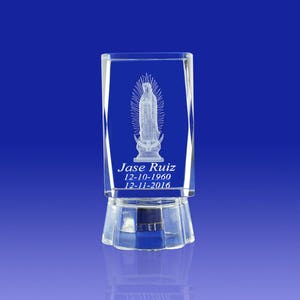 Senhora de Guadalupe (12 PCS) Memória Nuestra Señora de Guadalupe, Gravação a laser gravada em 3D personalizada 014L