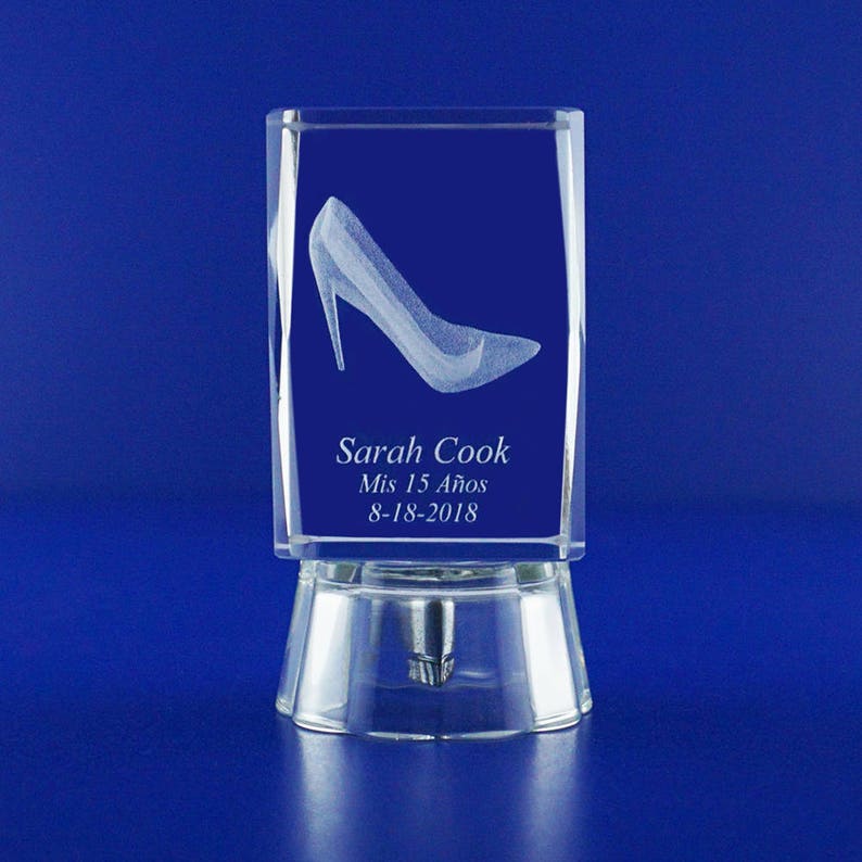 Quincea\u00f1era Mis Quince A\u00f1os Mis 15 A\u00f1os Personalized Custom Laser Engraving 3D Cinderella High Heel Crystal Glass Cube 08L Sweet 16 12 PCS