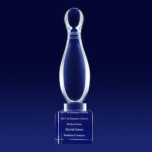 Crystal Bowling Pin Trophy Free Engraving Championship Award for perfect 300 game TH026A