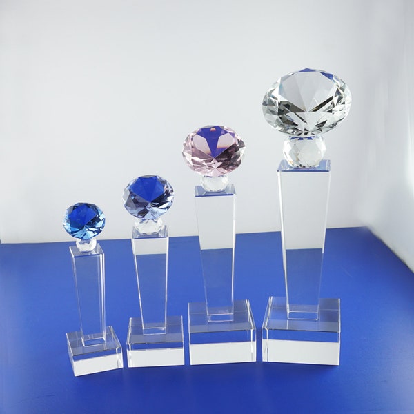 Recognition Achievement Reality Personalized Custom Laser Etched Engraving Diamond Awards Trophy