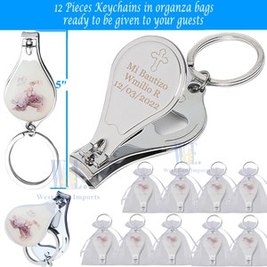 12 PCS Personalized Engraved Baptism Favor Baby Angel Nail Clipper and Bottle Opener Boys and Girls Recuerdos Bautizo Customized Gift image 2