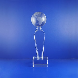 Globe Leadership Wisdom Strength Strategy Skill School Personalized Custom Laser Etched Engraving Crystal Trophy Award for  TH119-Globe