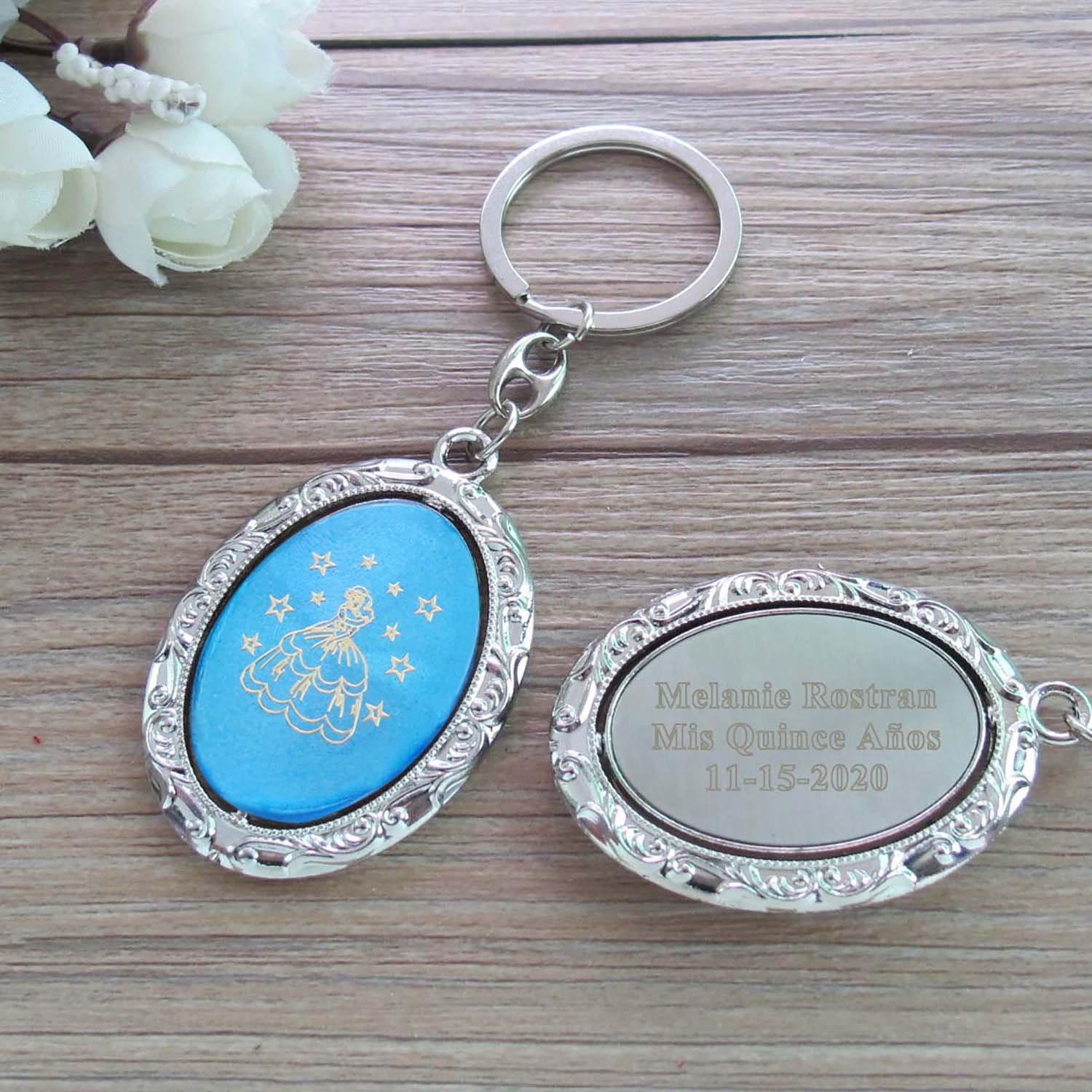 Personalized Spinning Quinceañera Keychain Favor 12 PCS Etsy