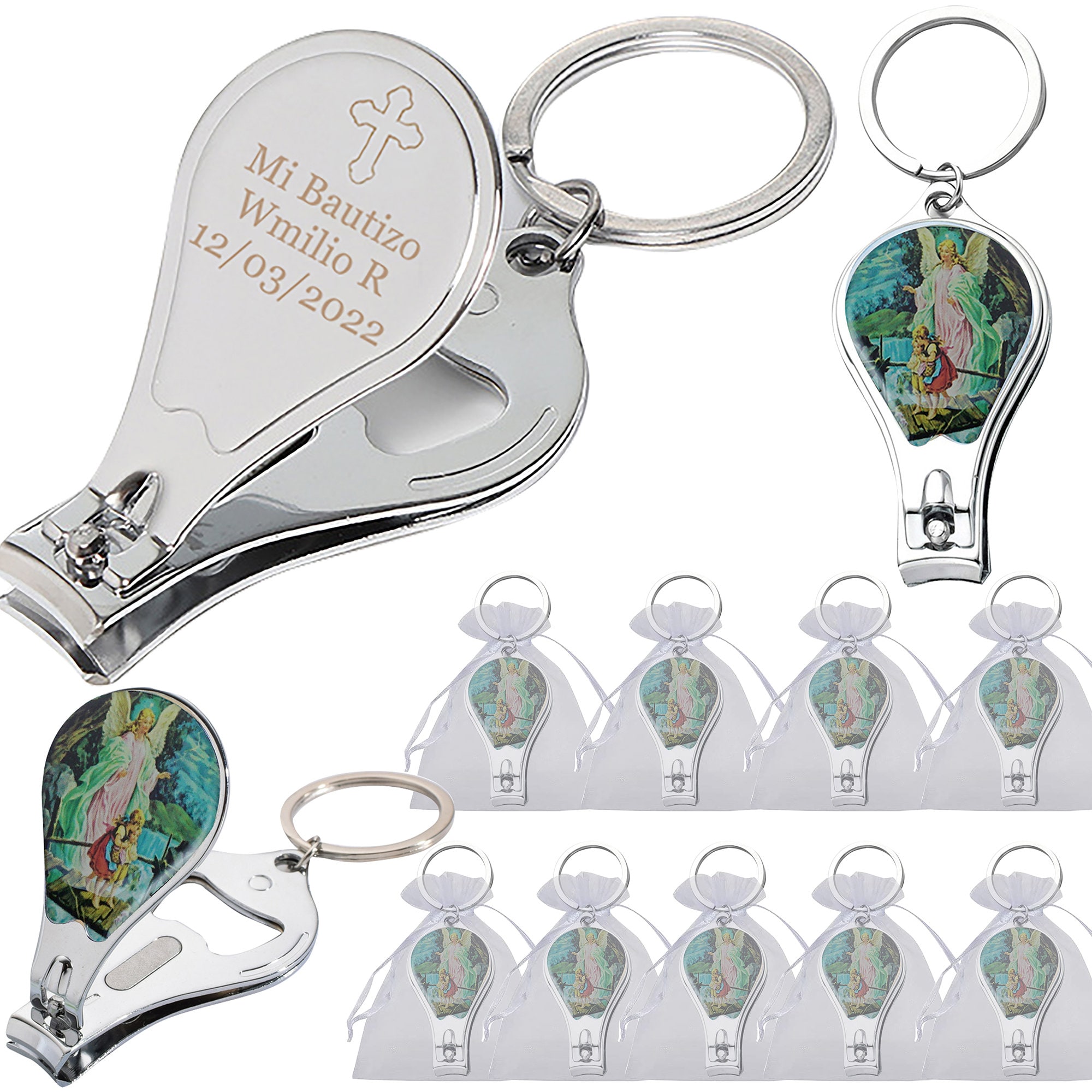 12pcs personalized Baptism favors Christening First Communion Giveaway Recuerdos Para Bautizo Bottle Opener Nail Clipper keychians