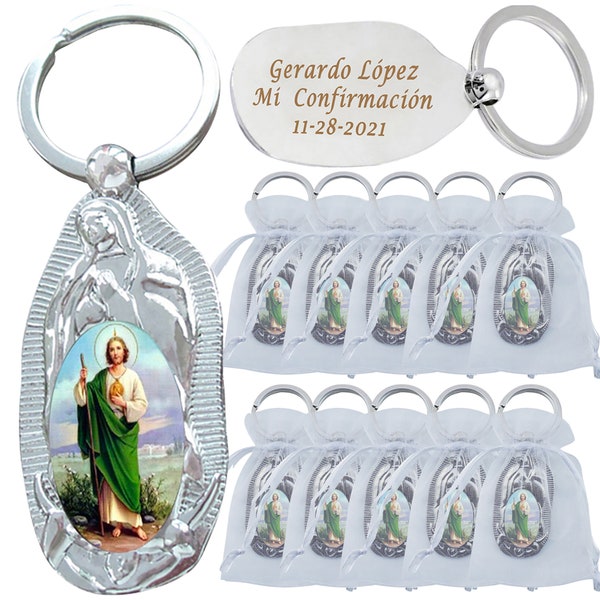 12 Personalized Baptism Favor St Jude San Judas Tadeo  Memorial Christening Giveaway First Communion Funeral Favor Recuerdos para Bautizo