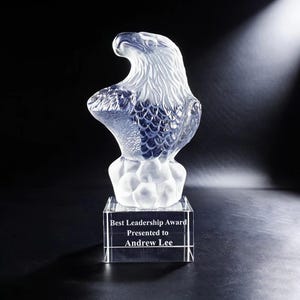 Strength Ambition Freedom Leadership Courage Award Soaring Eagle with  Customized Personalization Engraving Clear Crystal Base