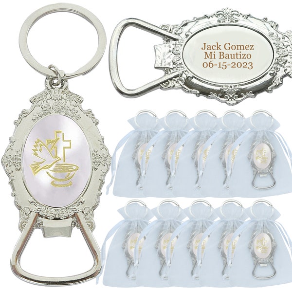 12 Pcs Personalized First Communion Favors Recuerdos Para Bautizo Dove bottle opener Keychain Baptism