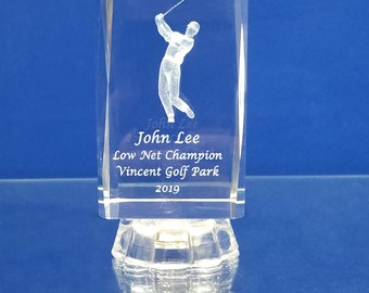 12 pieces of Male Golfer with crystal cube Laser Engraving perfect for any occasion Swing Awards PGA Tournament trophies Champion