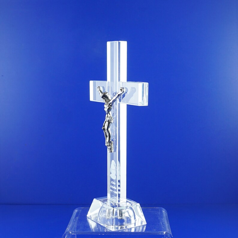 Crucifixion of Christ Crystal Glass Cross Decor for Rest in Peace RIP ...