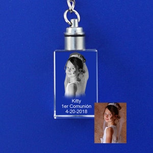 Crystal Key chain personalized Engraving LED light up Subsurface Laser for Quinceañera, First Communion, Baby Shower, Company Logo  HL058
