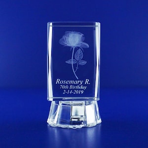 Anniversary Birthday (12 PCS) Quinceañera Sweet 16 Wedding Favors Personalized Custom Laser Etched Engraving 3D Rose Crystal for
