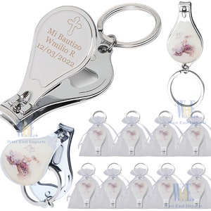 12 PCS Personalized Engraved Baptism Favor Baby Angel Nail Clipper and Bottle Opener Boys and Girls Recuerdos Bautizo Customized Gift image 1