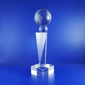 Globe Leadership Wisdom Strength Strategy Skill School Personalized Custom Laser Etched Engraving Crystal Trophy Award for  TH118-Globe