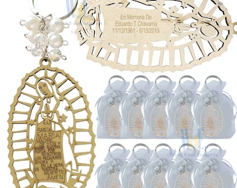 12 PCS Personalized Engraved Our Lady of Guadalupe Keychain Favors First Communion Baptism Religious Event Anniversary Christening