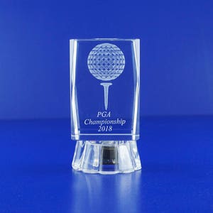 3D Crystal Golf Block with 3D Golf Ball (12 PCS) Laser-Etched Golf Graphic Personalized Custom Laser Crystal Paperweight